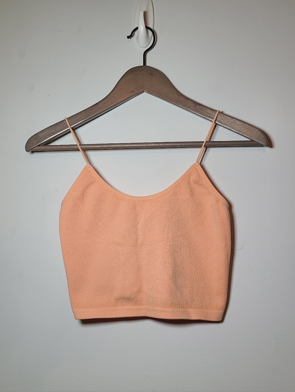 Sws Essentials Women's Peach Spaghetti Strap Crop Top Size L